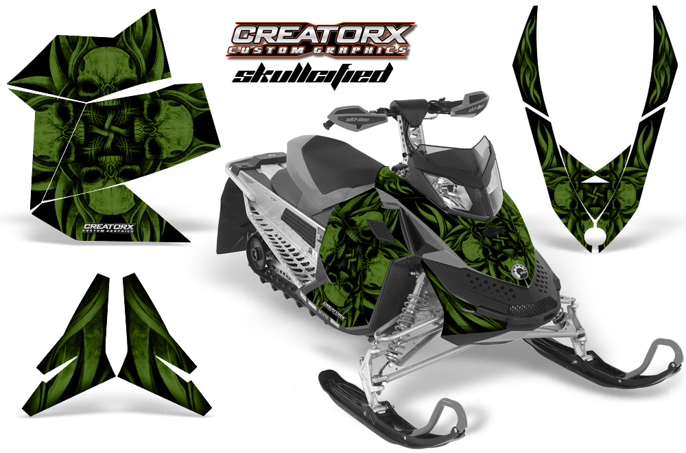 Skidoo REV XP Graphics Kit Skullcified Green Army